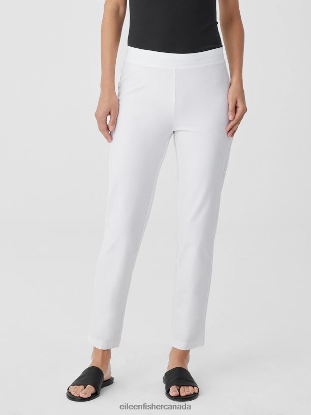EILEEN FISHER Washable Stretch Crepe Pant Slim Fit Ankle Length Women WHITE Clothing 024FN583