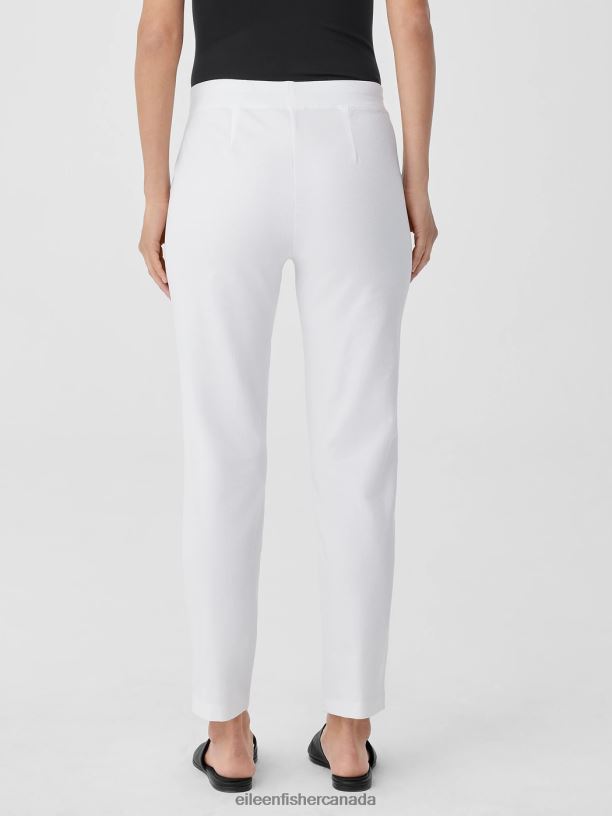 EILEEN FISHER Washable Stretch Crepe Pant Slim Fit Ankle Length Women WHITE Clothing 024FN583