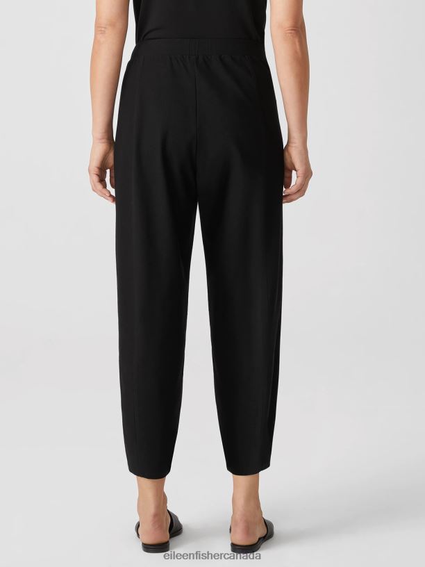 EILEEN FISHER Washable Stretch Crepe Pleated Lantern Pant Easy Fit Ankle Length Women BLACK Clothing 024FN725