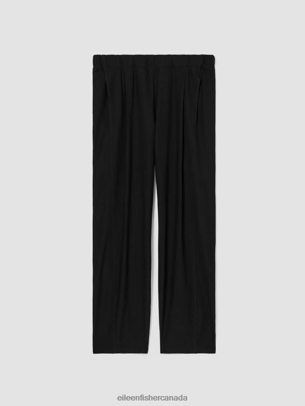 EILEEN FISHER Washable Stretch Crepe Pleated Lantern Pant Easy Fit Ankle Length Women BLACK Clothing 024FN725