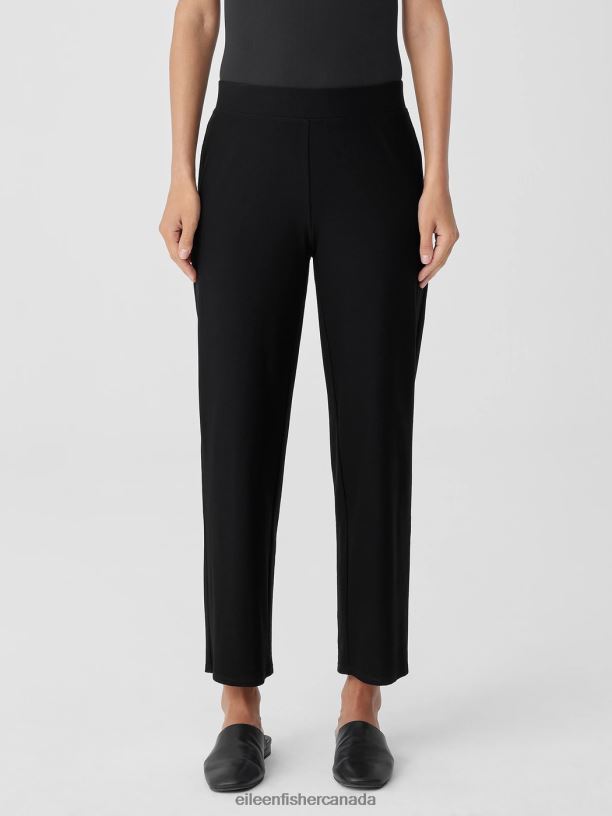 EILEEN FISHER Washable Stretch Crepe Straight Pant Easy Fit Ankle Length Women BLACK Clothing 024FN575