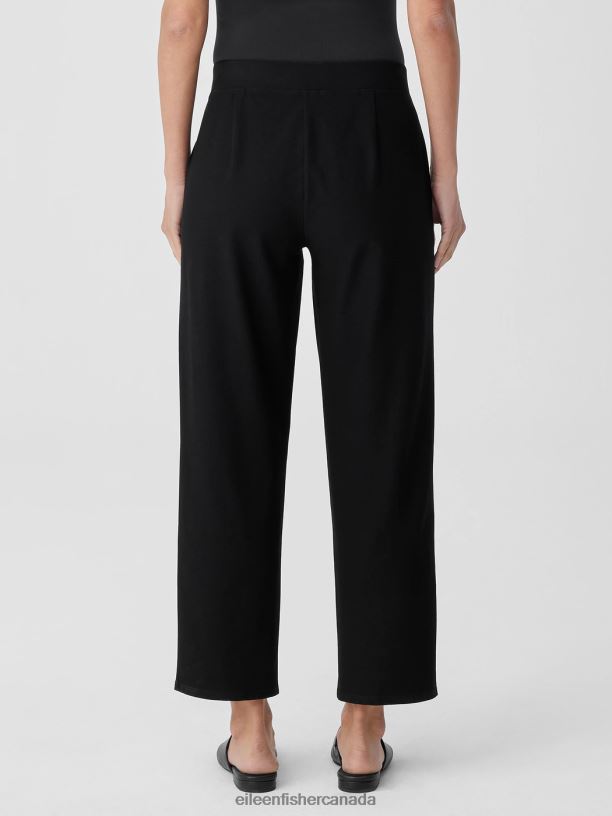 EILEEN FISHER Washable Stretch Crepe Straight Pant Easy Fit Ankle Length Women BLACK Clothing 024FN575
