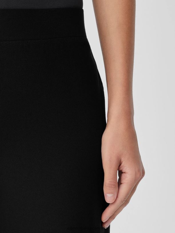 EILEEN FISHER Washable Stretch Crepe Straight Pant Easy Fit Ankle Length Women BLACK Clothing 024FN575