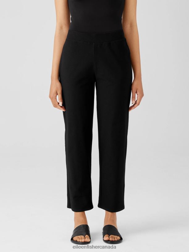 EILEEN FISHER Washable Stretch Crepe Straight Pant Easy Fit Ankle Length Women BLACK Clothing 024FN579