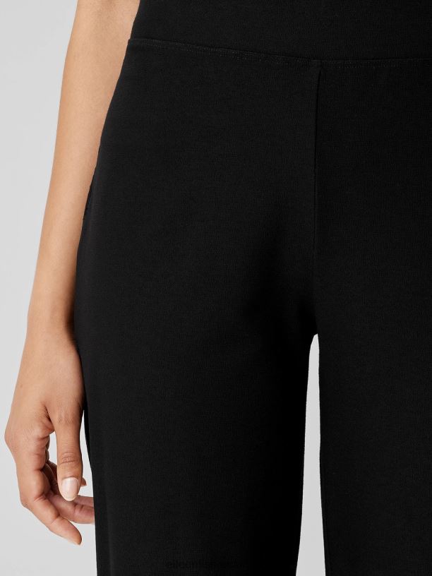 EILEEN FISHER Washable Stretch Crepe Straight Pant Easy Fit Ankle Length Women BLACK Clothing 024FN579