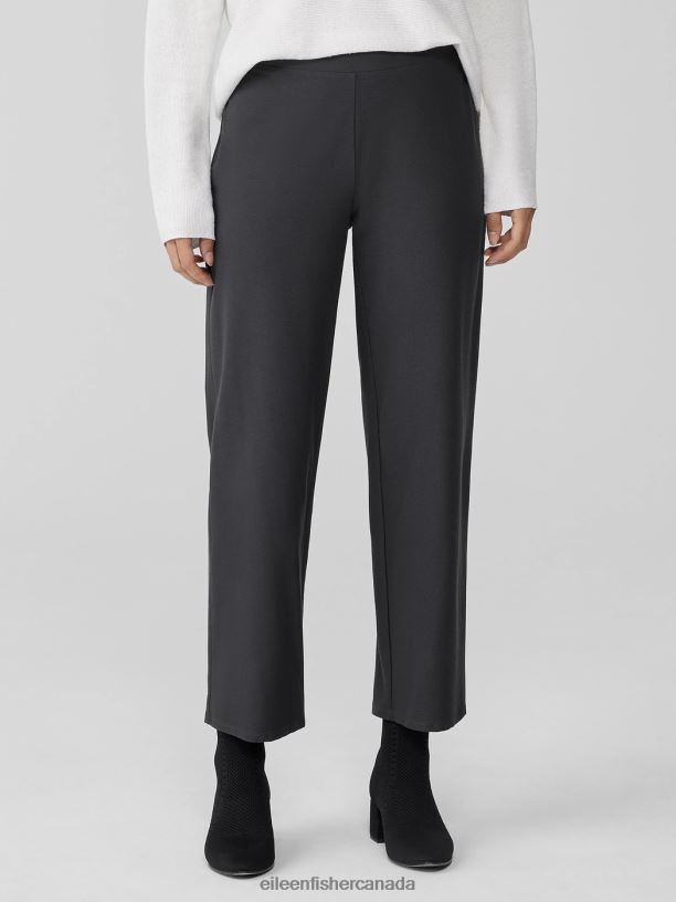 EILEEN FISHER Washable Stretch Crepe Straight Pant Easy Fit Ankle Length Women GRAPHITE Clothing 024FN576