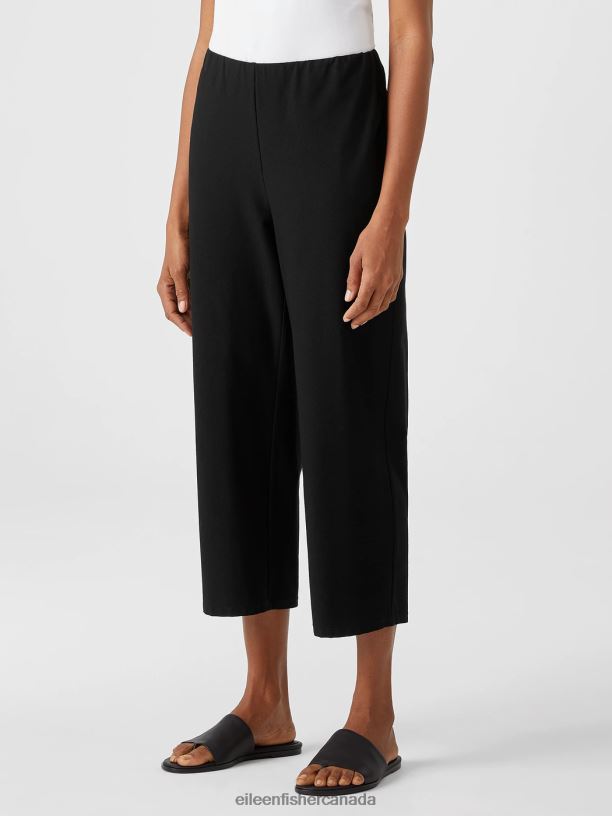 EILEEN FISHER Washable Stretch Crepe Straight Pant Easy Fit Cropped Length Women BLACK Clothing 024FN722