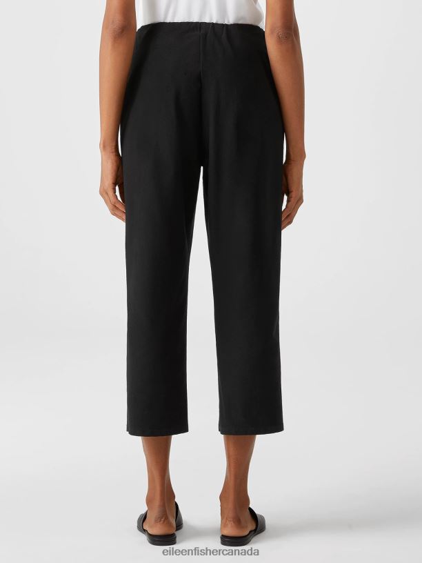 EILEEN FISHER Washable Stretch Crepe Straight Pant Easy Fit Cropped Length Women BLACK Clothing 024FN722