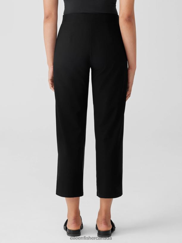 EILEEN FISHER Washable Stretch Crepe Straight Pant with Yoke Easy Fit Cropped Length Women BLACK Clothing 024FN573