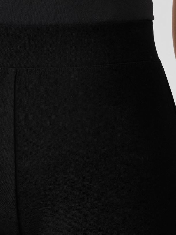 EILEEN FISHER Washable Stretch Crepe Straight Pant with Yoke Easy Fit Cropped Length Women BLACK Clothing 024FN573