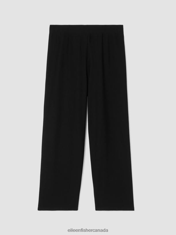 EILEEN FISHER Washable Stretch Crepe Straight Pant with Yoke Easy Fit Cropped Length Women BLACK Clothing 024FN573
