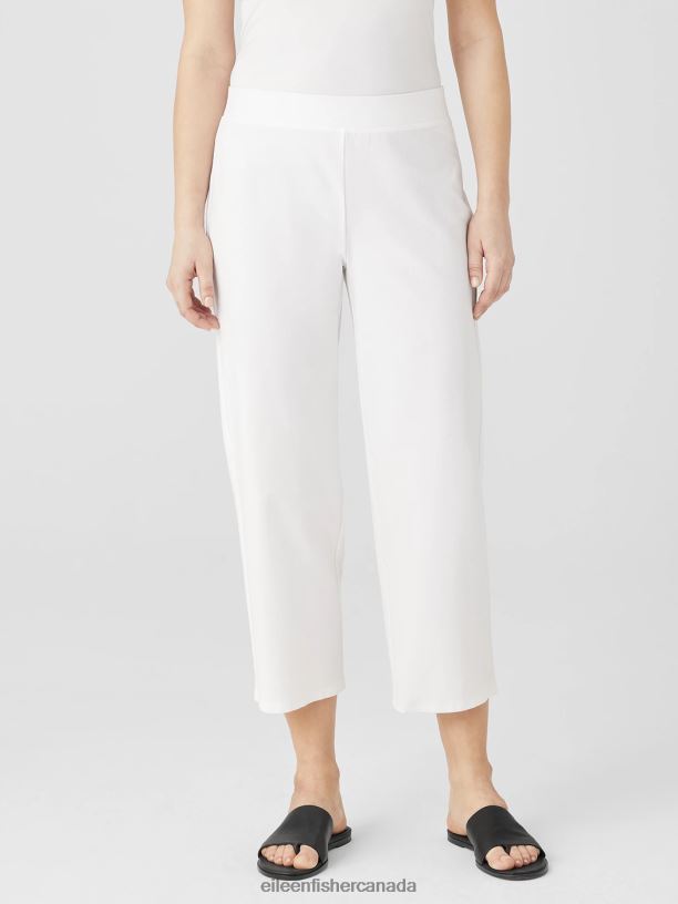 EILEEN FISHER Washable Stretch Crepe Straight Pant with Yoke Easy Fit Cropped Length Women WHITE Clothing 024FN574