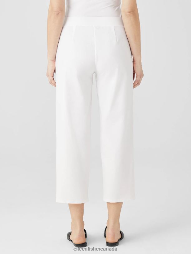 EILEEN FISHER Washable Stretch Crepe Straight Pant with Yoke Easy Fit Cropped Length Women WHITE Clothing 024FN574