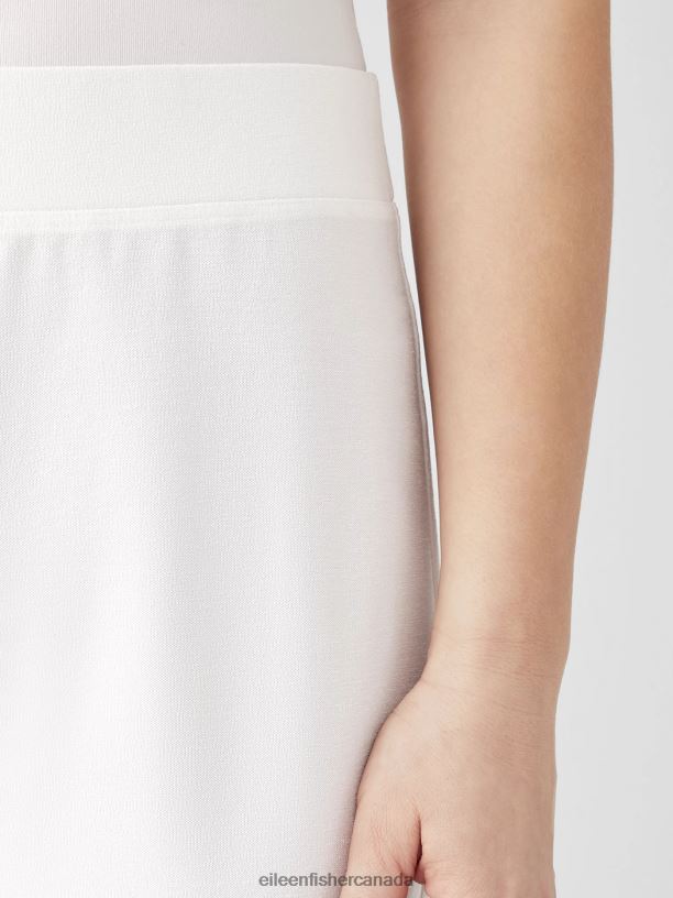 EILEEN FISHER Washable Stretch Crepe Straight Pant with Yoke Easy Fit Cropped Length Women WHITE Clothing 024FN574