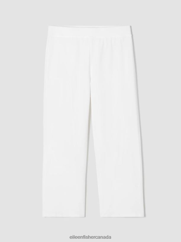 EILEEN FISHER Washable Stretch Crepe Straight Pant with Yoke Easy Fit Cropped Length Women WHITE Clothing 024FN574