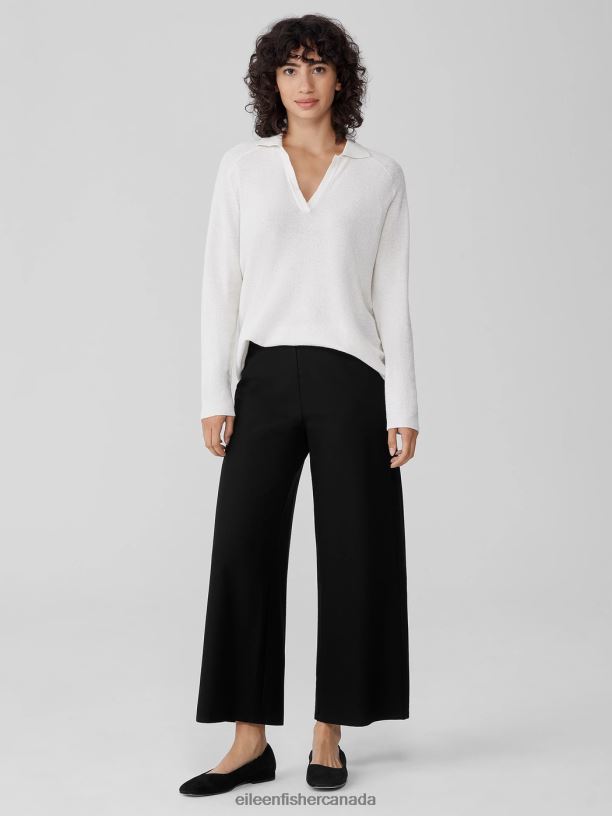 EILEEN FISHER Washable Stretch Crepe Wide-Leg Pant Easy Fit Ankle Length Women BLACK Clothing 024FN591