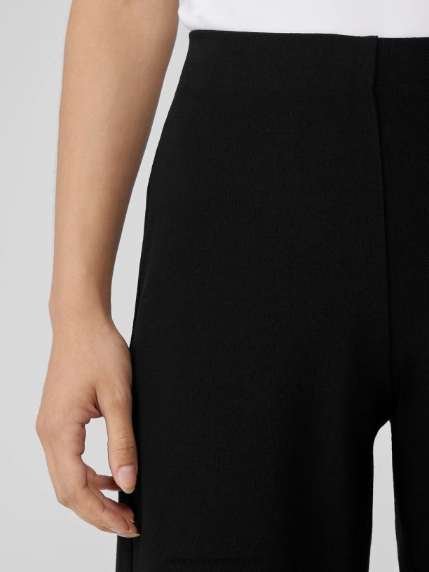 EILEEN FISHER Washable Stretch Crepe Wide-Leg Pant Easy Fit Ankle Length Women BLACK Clothing 024FN591