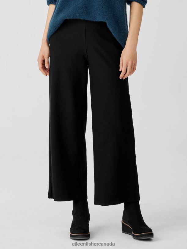 EILEEN FISHER Washable Stretch Crepe Wide-Leg Pant Easy Fit Ankle Length Women BLACK Clothing 024FN699