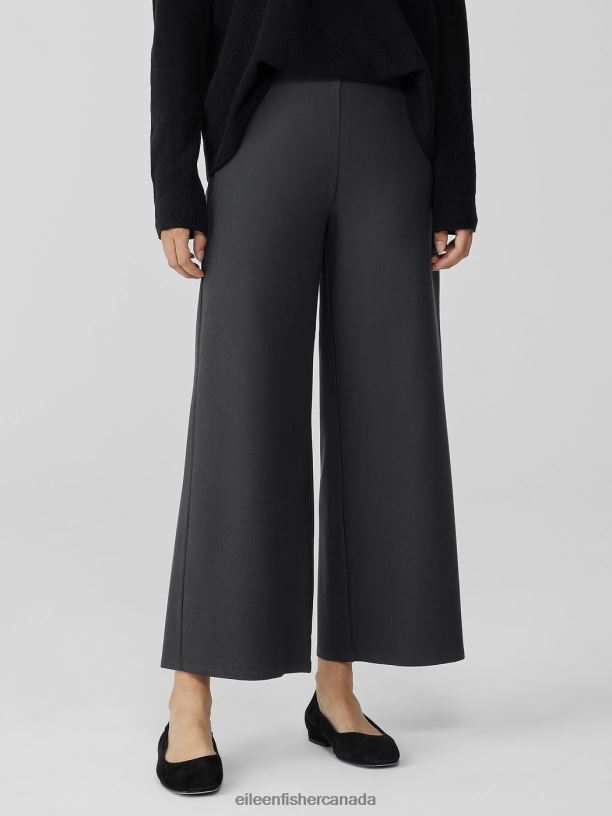 EILEEN FISHER Washable Stretch Crepe Wide-Leg Pant Easy Fit Ankle Length Women GRAPHITE Clothing 024FN592