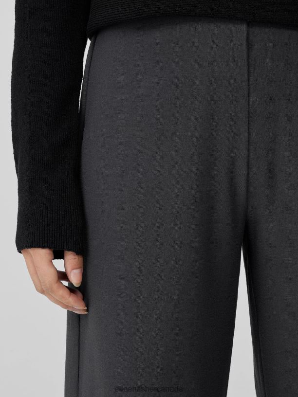 EILEEN FISHER Washable Stretch Crepe Wide-Leg Pant Easy Fit Ankle Length Women GRAPHITE Clothing 024FN592