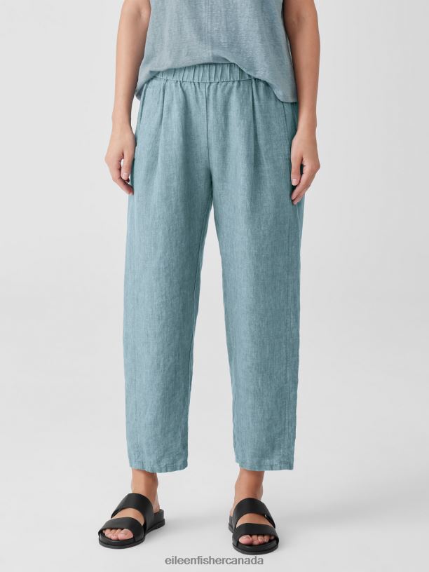 EILEEN FISHER Washed Organic Linen Delave Lantern Pant Easy Fit Cropped Length Women GRAPHITE Clothing 024FN563