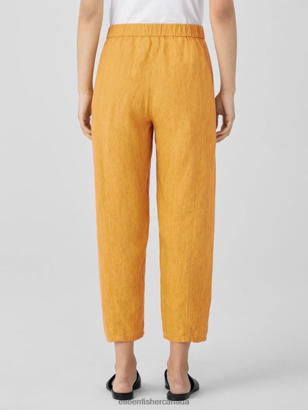 EILEEN FISHER Washed Organic Linen Delave Lantern Pant Easy Fit Cropped Length Women MARIGOLD Clothing 024FN567