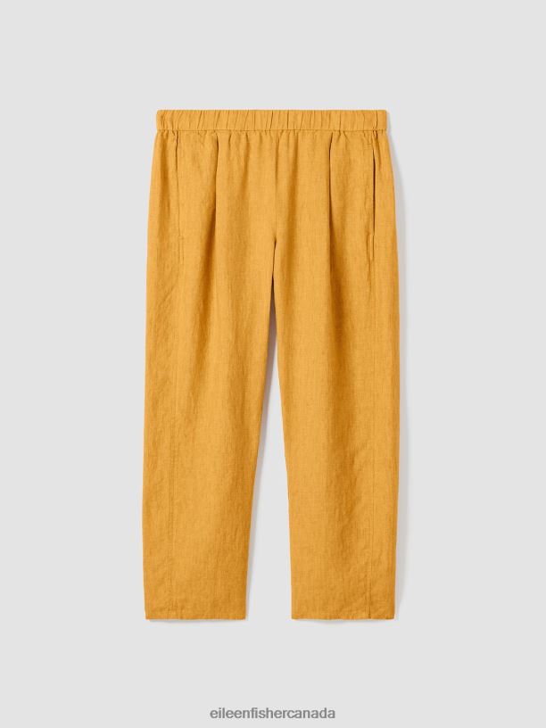 EILEEN FISHER Washed Organic Linen Delave Lantern Pant Easy Fit Cropped Length Women MARIGOLD Clothing 024FN567