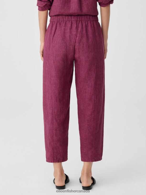EILEEN FISHER Washed Organic Linen Delave Lantern Pant Easy Fit Cropped Length Women RASPBERRY Clothing 024FN566