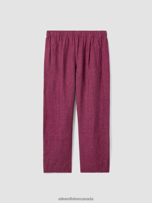 EILEEN FISHER Washed Organic Linen Delave Lantern Pant Easy Fit Cropped Length Women RASPBERRY Clothing 024FN566