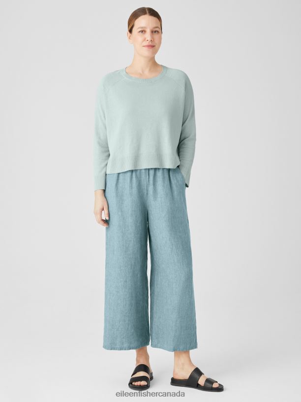 EILEEN FISHER Washed Organic Linen Delave Wide-Leg Pant Easy Fit Cropped Length Women FIELD Clothing 024FN569