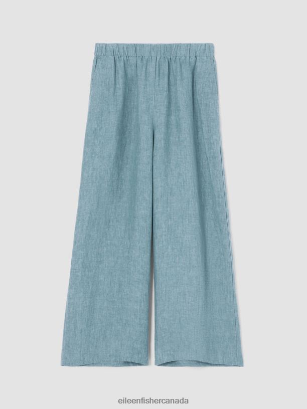 EILEEN FISHER Washed Organic Linen Delave Wide-Leg Pant Easy Fit Cropped Length Women FIELD Clothing 024FN569