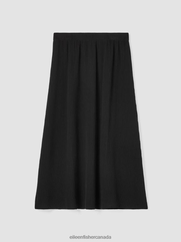 EILEEN FISHER Accordion Silk Jacquard Skirt Easy Fit Full Length Women BLACK Clothing 024FN873