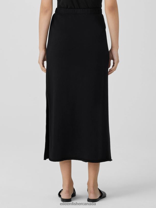 EILEEN FISHER Organic Cotton French Terry A-Line Skirt Easy Fit Full Length Women BLACK Clothing 024FN874
