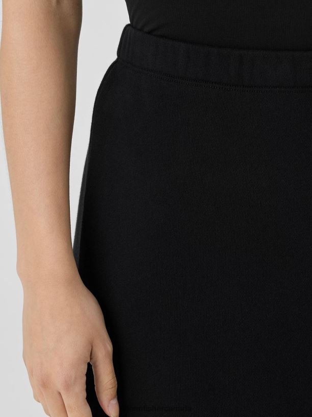 EILEEN FISHER Organic Cotton French Terry A-Line Skirt Easy Fit Full Length Women BLACK Clothing 024FN874