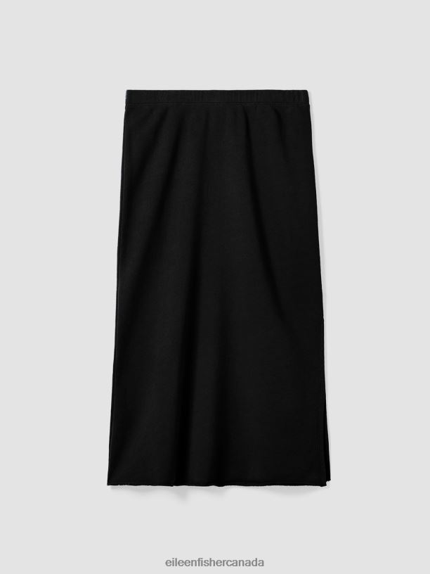EILEEN FISHER Organic Cotton French Terry A-Line Skirt Easy Fit Full Length Women BLACK Clothing 024FN874
