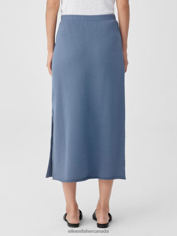 EILEEN FISHER Organic Cotton French Terry A-Line Skirt Easy Fit Full Length Women DUSK Clothing 024FN875