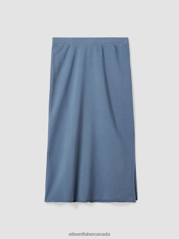 EILEEN FISHER Organic Cotton French Terry A-Line Skirt Easy Fit Full Length Women DUSK Clothing 024FN875