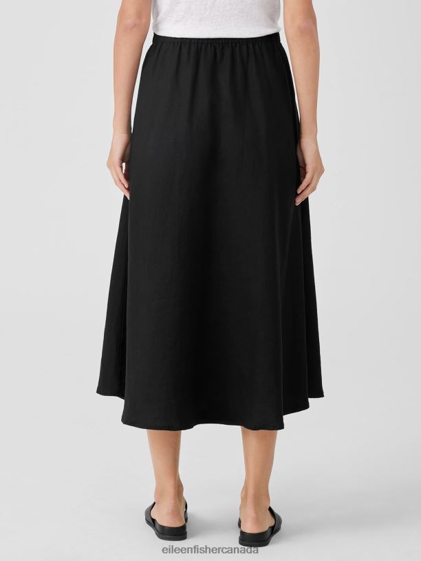 EILEEN FISHER Organic Linen Pocket Skirt Easy Fit Full Length Women BLACK Clothing 024FN827