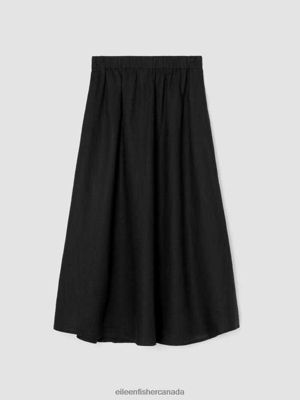 EILEEN FISHER Organic Linen Pocket Skirt Easy Fit Full Length Women BLACK Clothing 024FN827