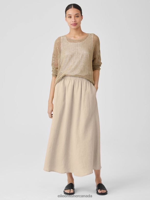 EILEEN FISHER Organic Linen Pocket Skirt Easy Fit Full Length Women UNDYED NATURAL Clothing 024FN828