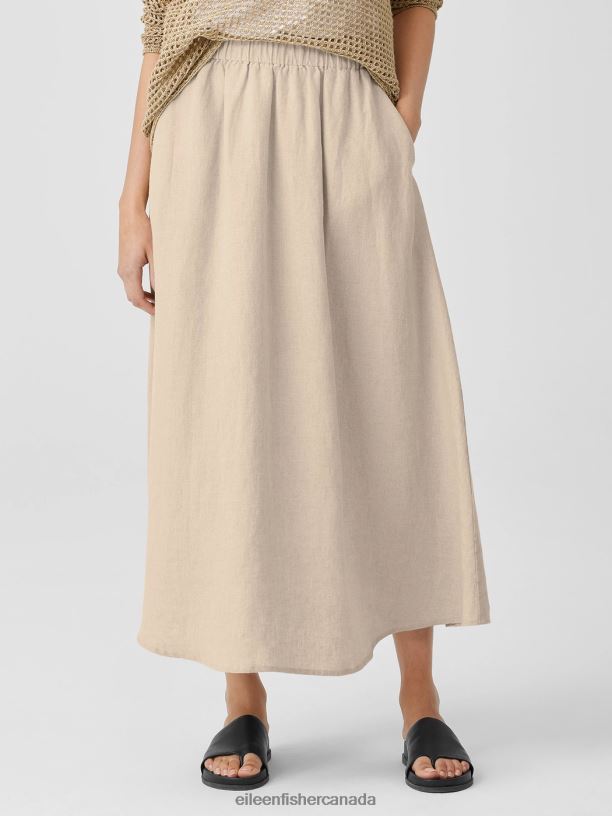 EILEEN FISHER Organic Linen Pocket Skirt Easy Fit Full Length Women UNDYED NATURAL Clothing 024FN828