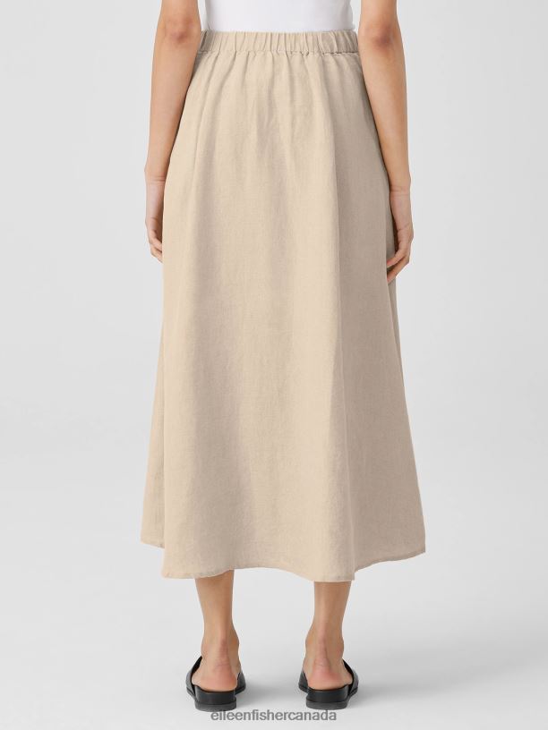 EILEEN FISHER Organic Linen Pocket Skirt Easy Fit Full Length Women UNDYED NATURAL Clothing 024FN828