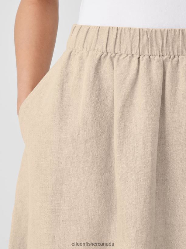 EILEEN FISHER Organic Linen Pocket Skirt Easy Fit Full Length Women UNDYED NATURAL Clothing 024FN828
