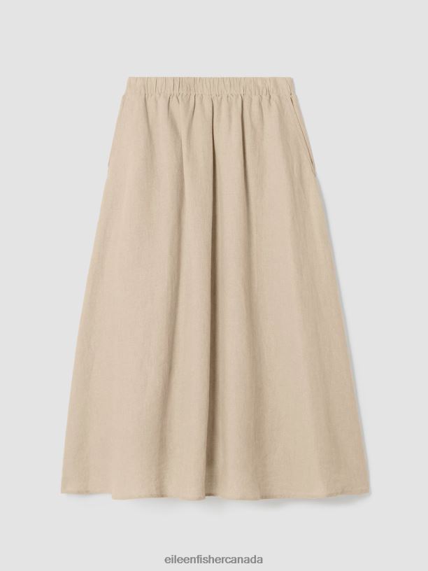 EILEEN FISHER Organic Linen Pocket Skirt Easy Fit Full Length Women UNDYED NATURAL Clothing 024FN828