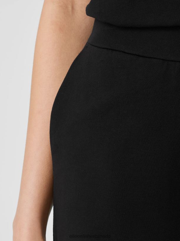 EILEEN FISHER Pima Cotton Stretch Jersey Flared Shorts Easy Fit Short Length Women BLACK Clothing 024FN625