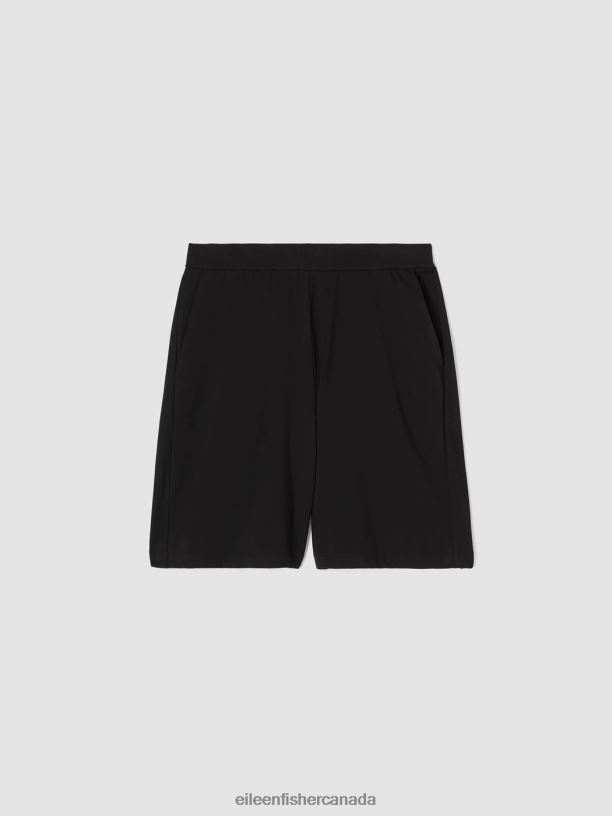 EILEEN FISHER Pima Cotton Stretch Jersey Flared Shorts Easy Fit Short Length Women BLACK Clothing 024FN625
