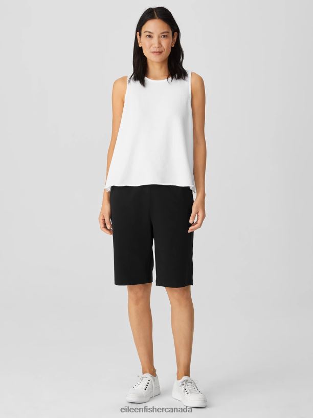 EILEEN FISHER Pima Cotton Stretch Jersey Shorts Easy Fit Short Length Women BLACK Clothing 024FN770