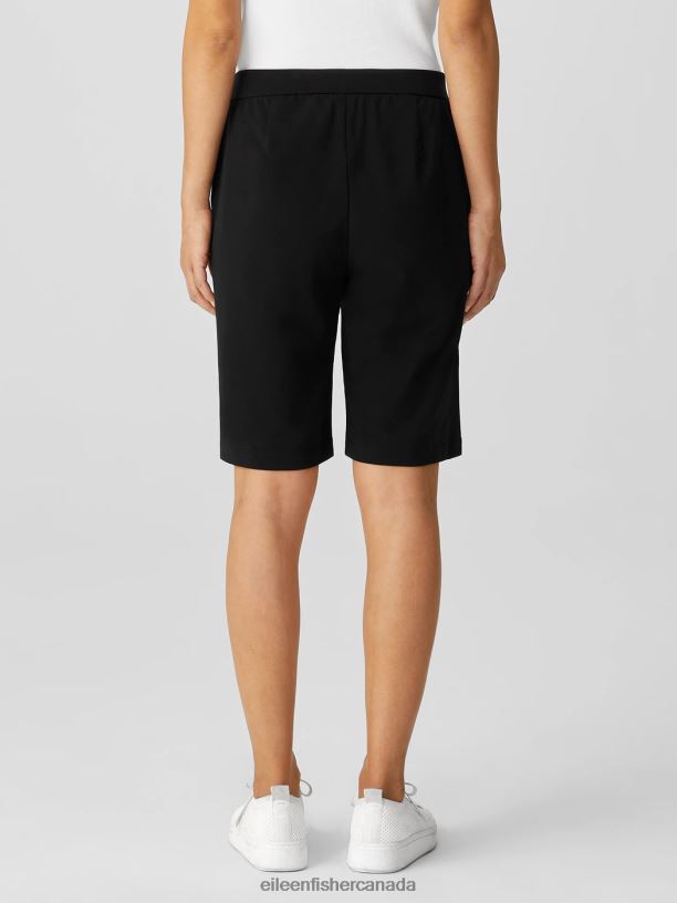 EILEEN FISHER Pima Cotton Stretch Jersey Shorts Easy Fit Short Length Women BLACK Clothing 024FN770