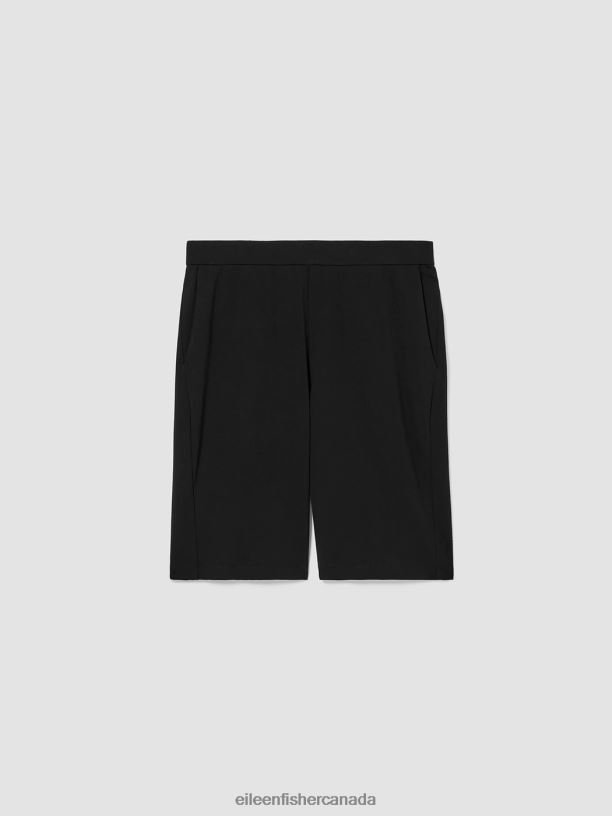 EILEEN FISHER Pima Cotton Stretch Jersey Shorts Easy Fit Short Length Women BLACK Clothing 024FN770