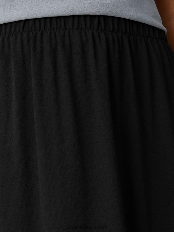 EILEEN FISHER Silk Georgette Flared Skirt Easy Fit Full Length Women BLACK Clothing 024FN884